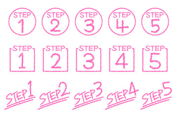 クレヨン素材　手描きのいろいろなSTEPセット