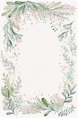 Watercolor banner with green eucalyptus leaves and branches. Spring or summer flowers for invitation, wedding or greeting cards. Generative AI