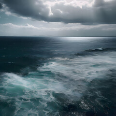 Fototapeta premium waves on the beach cloudy day 