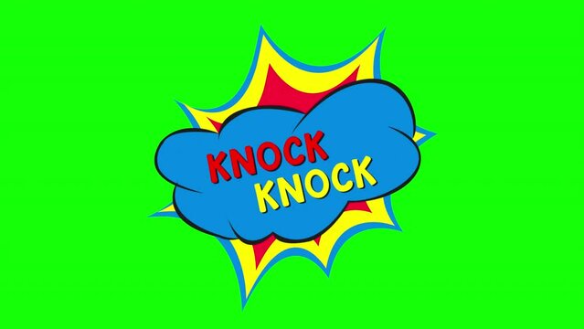 cartoon knock knock Comic Bubble speech loop Animation video transparent background with alpha channel.