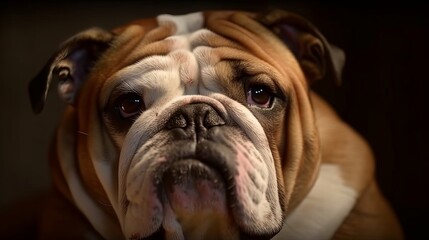 Obraz premium bulldog in the outdoors at sunset.