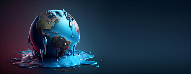 World water day. Globe Concept design for planet earth made of water illustration. The problem of melting glaciers. generative ai
