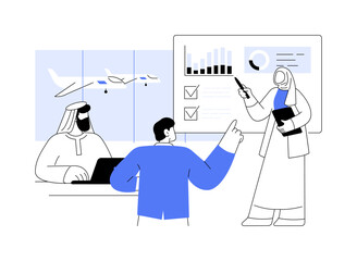 Airport conference room abstract concept vector illustration.