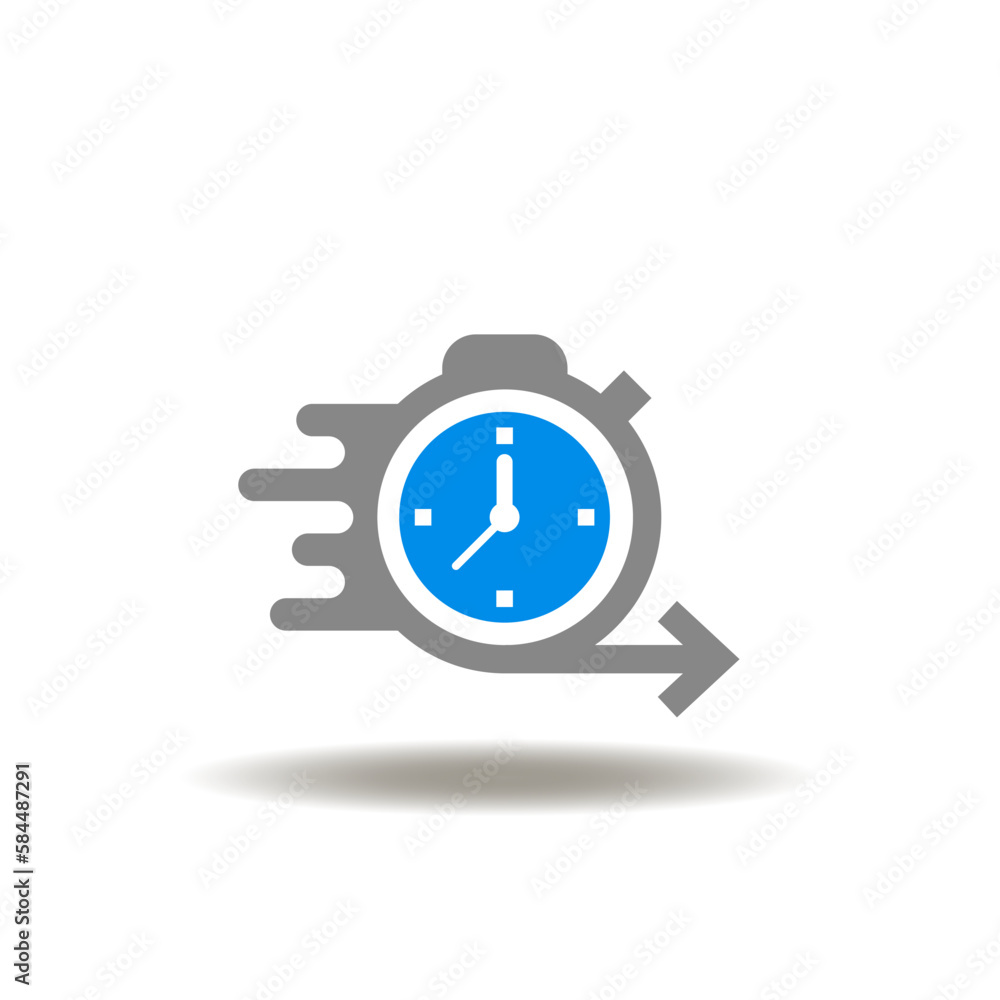 Poster vector illustration of stopwatch fast moving with arrow forward. icon of agile development. symbol o