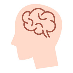 Human head profile with brain. Clipart image isolated on white background