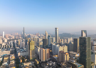 Aerial view of Skyline in Shenzhen city in China