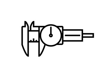 Dial caliper outline icon. Clipart image isolated on white background
