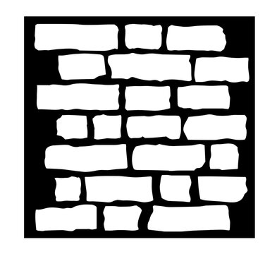 Grunge brick wall stencil template. Clipart image isolated on white background