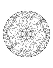 Circular pattern in form of mandala for Henna, Mehndi, tattoo, decoration. Decorative ornament in ethnic oriental style. Coloring book page.Flower Mandala. Vintage decorative elements. Mandala. 