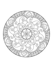 Circular pattern in form of mandala for Henna, Mehndi, tattoo, decoration. Decorative ornament in ethnic oriental style. Coloring book page.Flower Mandala. Vintage decorative elements. Mandala. 