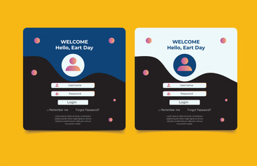 Login form page template set on gradient background for app