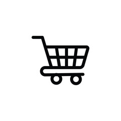 Shopping cart simple line icon. Vector object for retail design. Shopping cart pictogram in modern style.