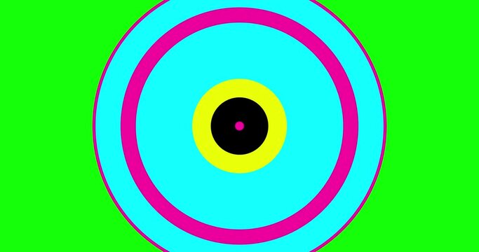 Wipe circle growing transition 4 random versions CMYK. Linear animation figure rotation. Seamless loop isolated. Motion design element. Business, art, fashion, etc...