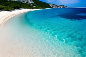 Fototapeta na wymiar 青い海と白い砂浜　with generative ai