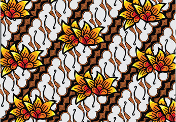 Indonesian batik motifs with very distinctive plant patterns