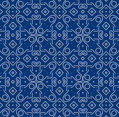 Naklejka premium Decorative Greek blue and white geometrical ornament. Beautiful Seamless pattern vector.