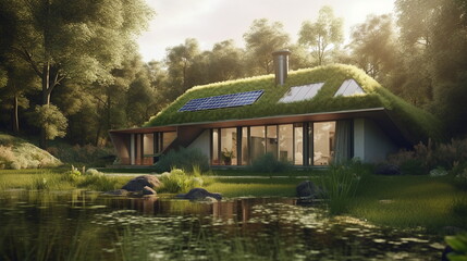 Fototapeta na wymiar Living in Harmony with Nature: Sustainable Home Design - AI generated