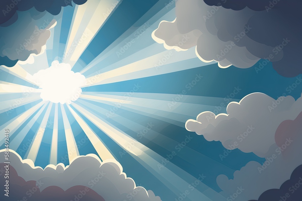 Poster background of light through the clouds in the sky. generative ai