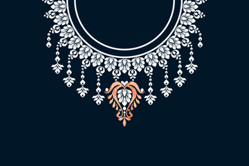 Embroidery neckline floral pattern. Beautiful ornament with colorful flowers. Fashion design.
