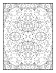 Mandala coloring page KDP interior. Coloring page mandala background. Oriental pattern, vector illustration. coloring page for children and adults. Seamless vector pattern. Black and white. Mandala