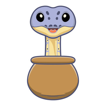 Cute killer clown ball python cartoon inside the sack