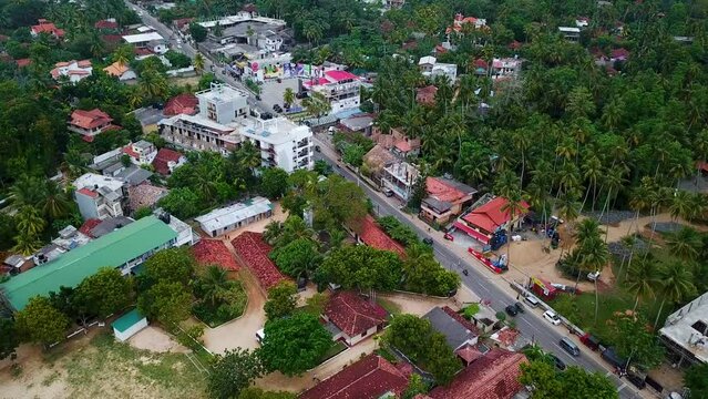 Haputale Town Village in Sri Lanka, Aerial Drone Bird's Eye View