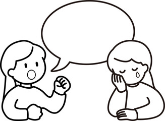 会話する女性とふきだし