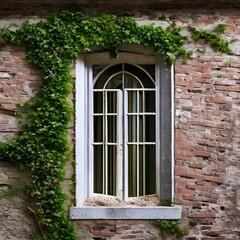 Fototapeta na wymiar An old, crumbling courtyard house with ivy crawling up the walls2, Generative AI