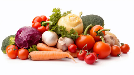 Fresh vegetables isolated on a white background. Health food. Diet. Created using Generative AI technology.