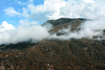 Cloud Shrouded hillside in Bellinzona, Switzerland.