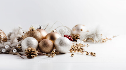 Christmas background. Festive decoration on white background.generative ai