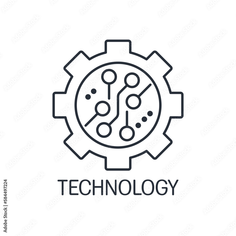 Poster digital technology. vector linear icon isolated on white background