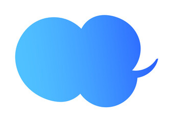 ビジネスシーンで使える青色のグラデーション雲形吹き出し