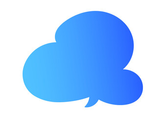 ビジネスシーンで使える青色のグラデーション雲形吹き出し