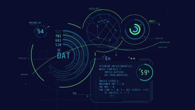 Animated poster with abstract data in HUD style.