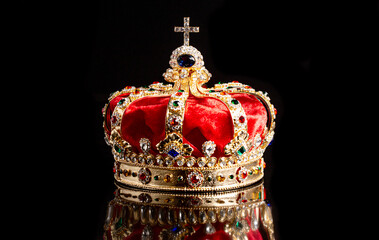 Royal Coronation Crown on a Black Background