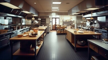 High class restaurant kitchen. Generative AI