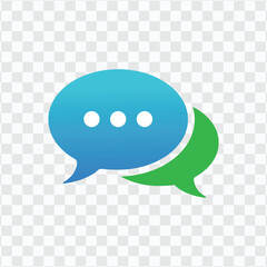 Chat Message icon, Talk bubble speech logo, Chat on line symbol, app Chat Messaging business concept, blue and green color Vector illustration