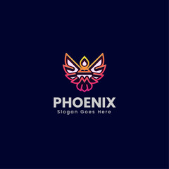 Vector Logo Illustration Phoenix Gradient Line Art Style