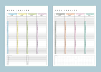 (Pastel) Weekly Planner.  Minimalist planner template set.