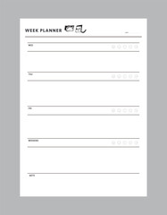 (Sean and Sea) Weekly Planner.  Minimalist planner template set.
