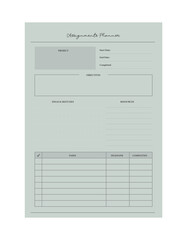 Assignment Planner. vector illustration. Minimalist planner template set.