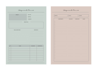 2 set of Assignment Planner. vector illustration. Minimalist planner template set.