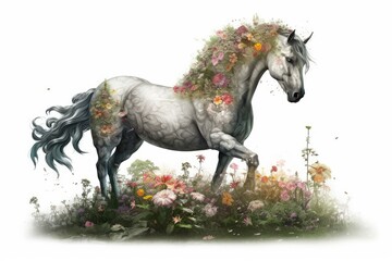 Obraz na płótnie Canvas white horse on a white background