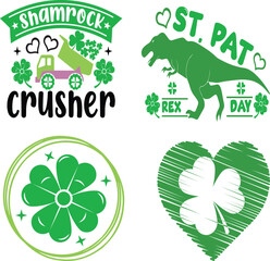 St. Patrick's Day greeting Vector illustration, Lucky Saint Patrick holiday quotes bundle SVG design