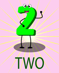 cute cartoon figures. fun to learn for kids. number two.