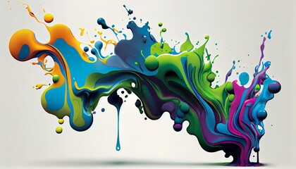 Generative AI, "Fluid Motion": A Captivating Image of Organic Paint Splatters in Bright Colors, Evoking a Sense of Flowing and Moving Shapes.