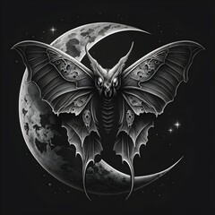 A butterfly with a moon on it is shown with a moon on the back.