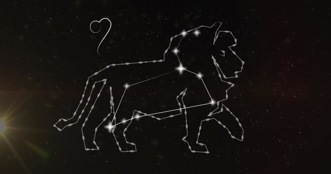 Animation of leo star sign on clouds of smoke in background