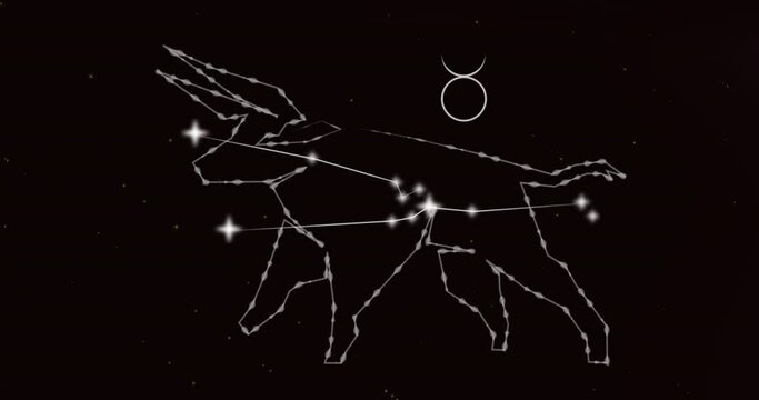 Animation of aries star sign on clouds of smoke in background